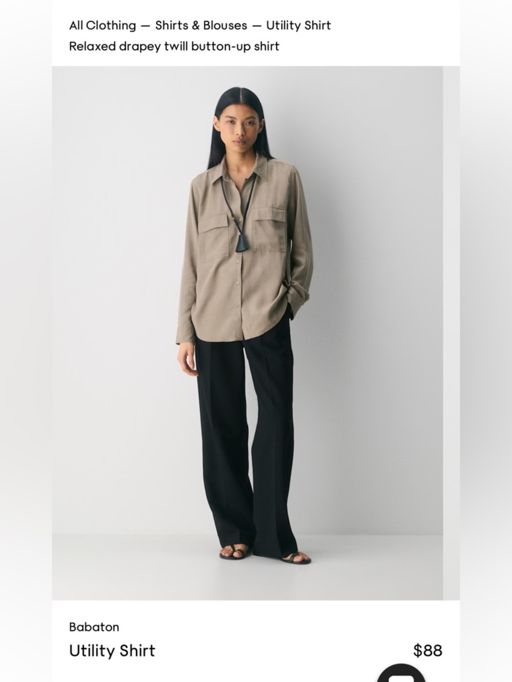 Aritzia Babaton Utility Shirt in Nomad Taupe
